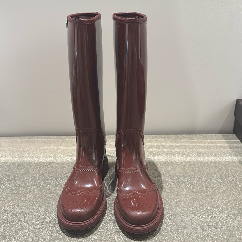 Gucci burgandy rain bootss